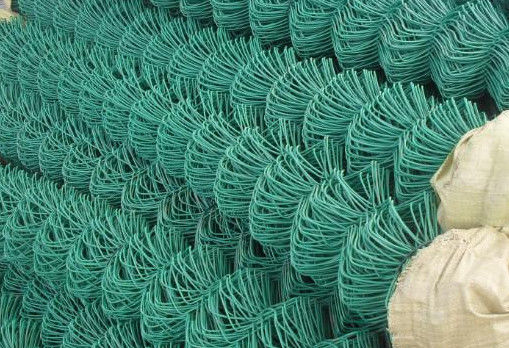 5x5cm Chain Link Mesh Fence , L25m Green Vinyl Chain Link Fence