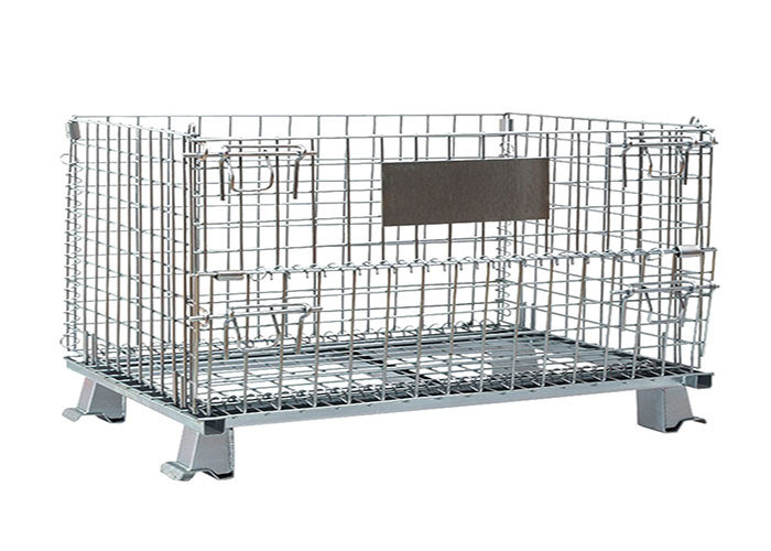 Heavy Duty Wire Mesh Container , Collapsible Wire Container Powder Coated